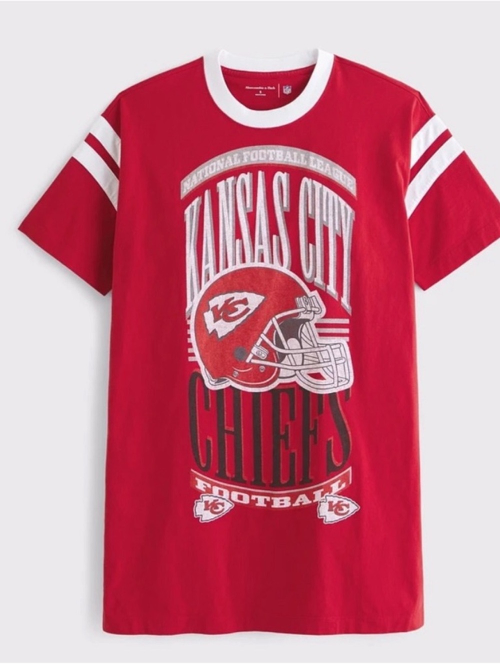 Kansas City Chiefs Football Red & White Ringer T-Shirt Dress